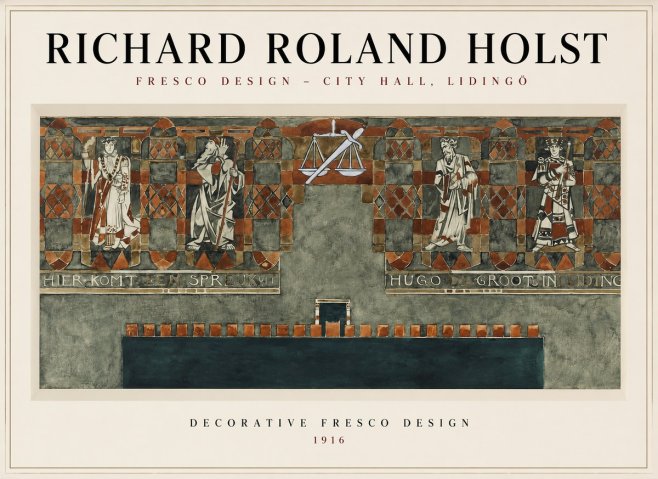 Richard Roland Holst Fresco Design - City Hall, Lidingö No1 - Poster