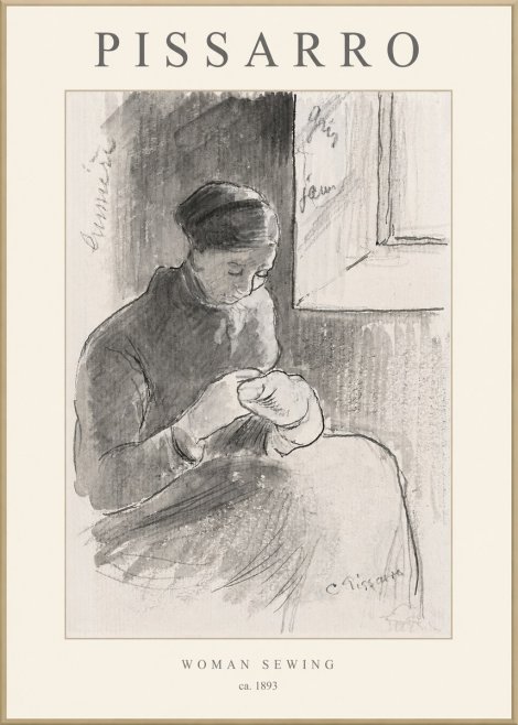 Pissarro Woman Sewing No1 - Poster