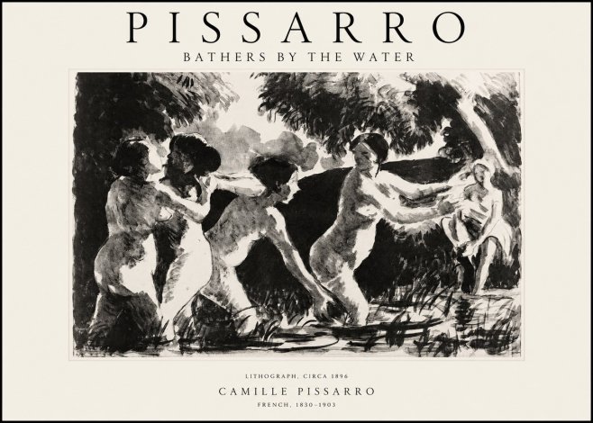 Pissarro Bathers by the Water No1 - Poster