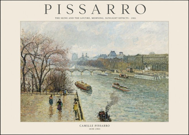 Pissarro The Seine and the Louvre, Morning, Sunlight Effects - 1901 No1 - Poster