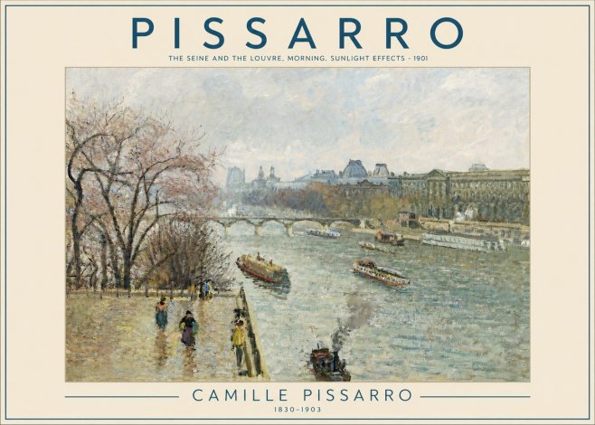 Pissarro The Seine and the Louvre, Morning, Sunlight Effects - 1901 No2 - Poster