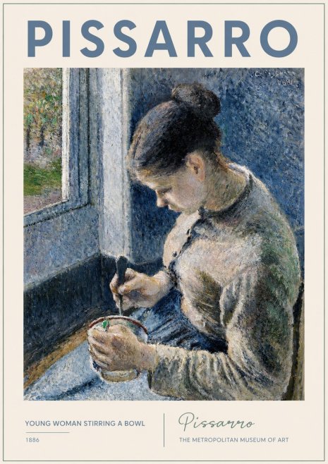 Pissarro Young Woman Stirring a Bowl No2 - Poster