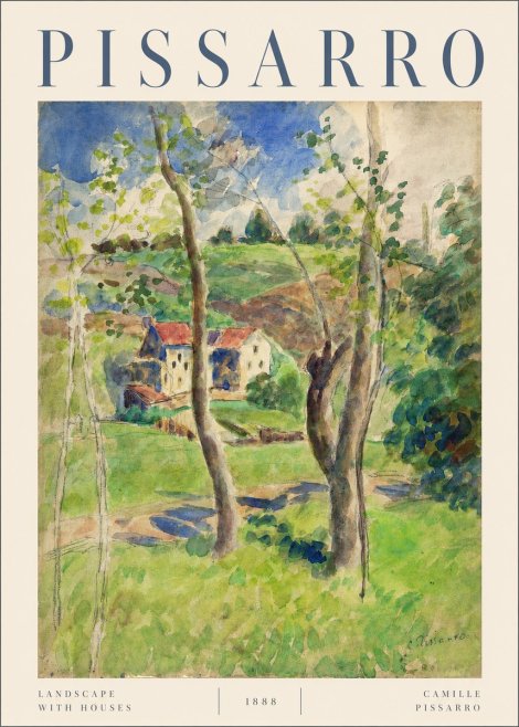 Pissarro Landscape with Houses No3 - Poster