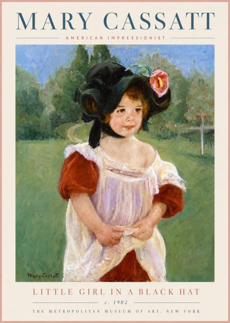 Mary Cassatt Little Girl in a Black Hat No3 - Poster