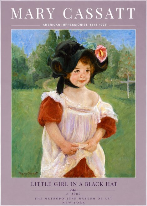 Mary Cassatt Little Girl in a Black Hat No5 - Poster