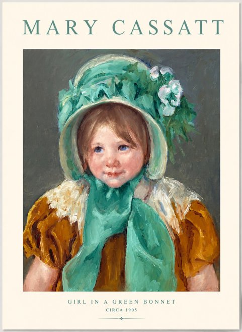 Mary Cassatt Girl in a Green Bonnet No1 - Poster