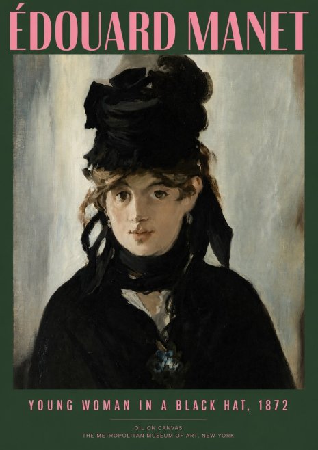 Édouard Manet Young Woman in a Black Hat, 1872 No2 - Poster