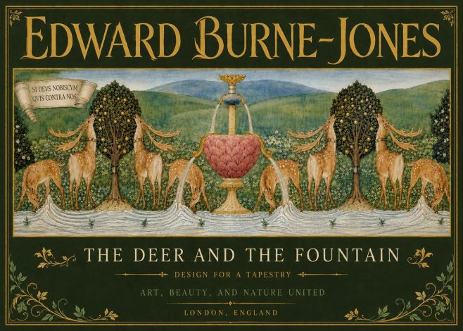 Edward Burne-Jones The Deer and the Fountain No5 - Poster