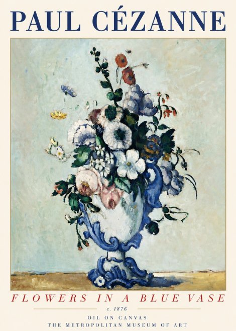 Paul Cézanne Flowers in a Blue Vase No3 - Poster