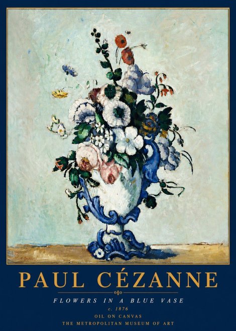 Paul Cézanne Flowers in a Blue Vase No6 - Poster