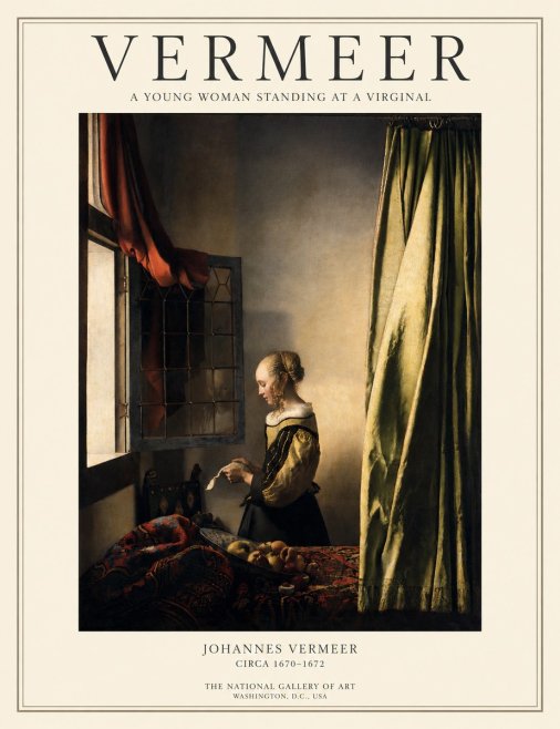 Vermeer A Young Woman Standing at a Virginal No1 - Poster
