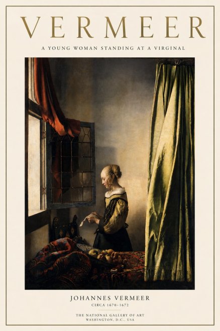 Vermeer A Young Woman Standing at a Virginal No3 - Poster