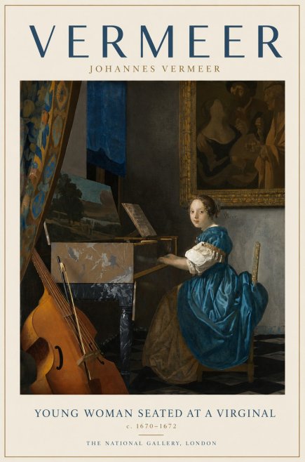 Vermeer Young Woman Seated at a Virginal No3 - Poster