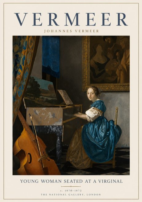 Vermeer Young Woman Seated at a Virginal No6 - Poster