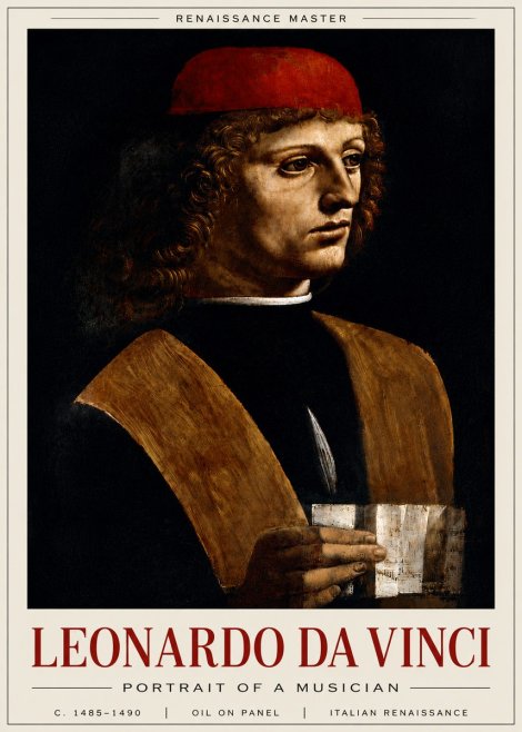 Leonardo da Vinci Portrait of a Musician No6 - Poster