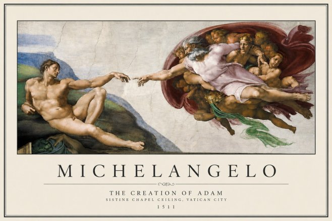 Michelangelo The Creation of Adam No3 - Poster