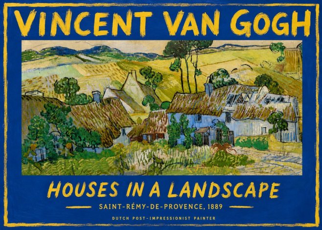 Van Gogh Houses in a Landscape No6 - Poster