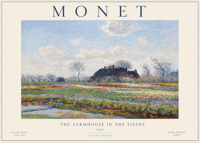 Monet The Farmhouse in the Fields No3 - Poster