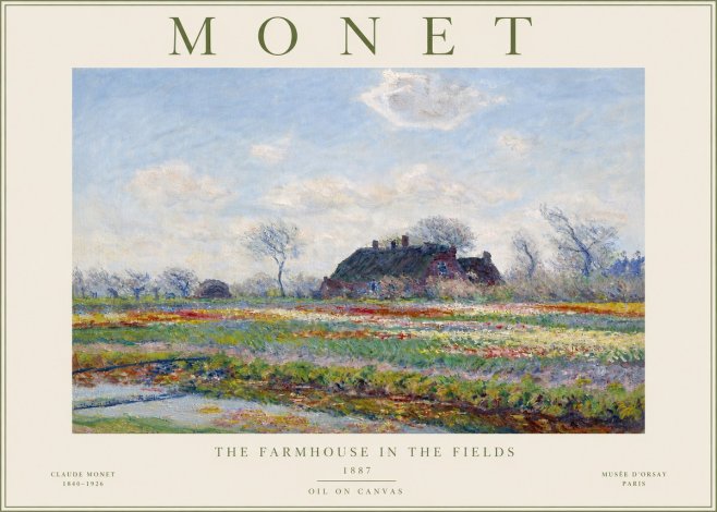 Monet The Farmhouse in the Fields No4 - Poster