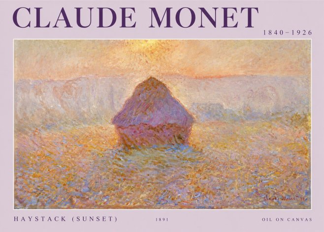 Monet Haystack (Sunset) No2 - Poster