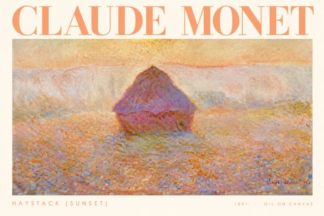 Monet Haystack (Sunset) No3 - Poster
