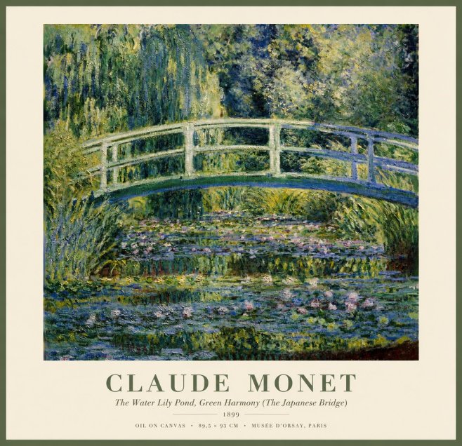 Monet The Water Lily Pond, Green Harmony (the Japanese Bridge) No1 - Poster