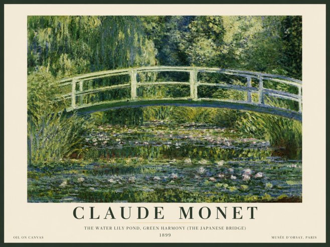 Monet The Water Lily Pond, Green Harmony (the Japanese Bridge) No3 - Poster