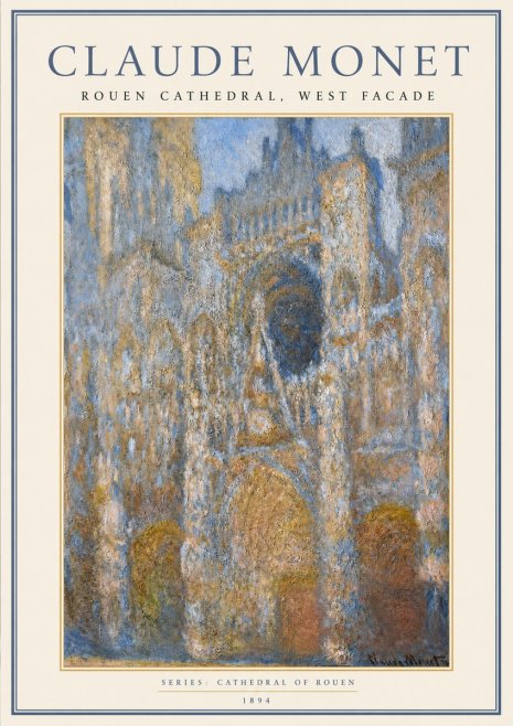 Monet Rouen Cathedral, West Facade No1 - Poster