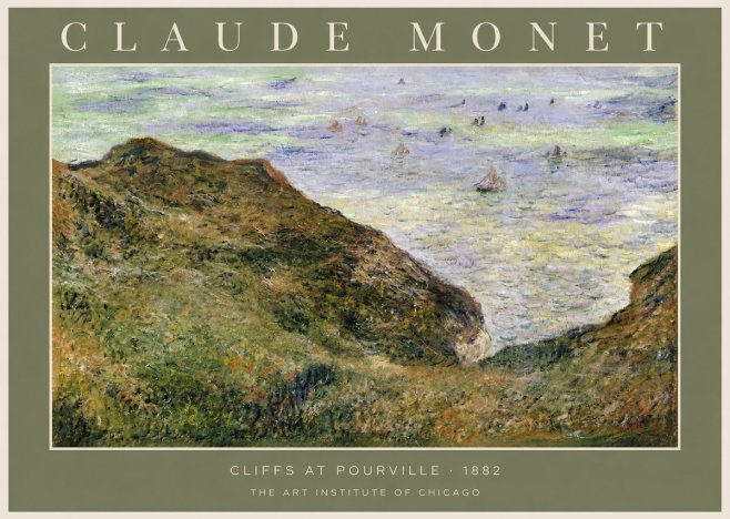 Monet Cliffs at Pourville II No2 - Poster