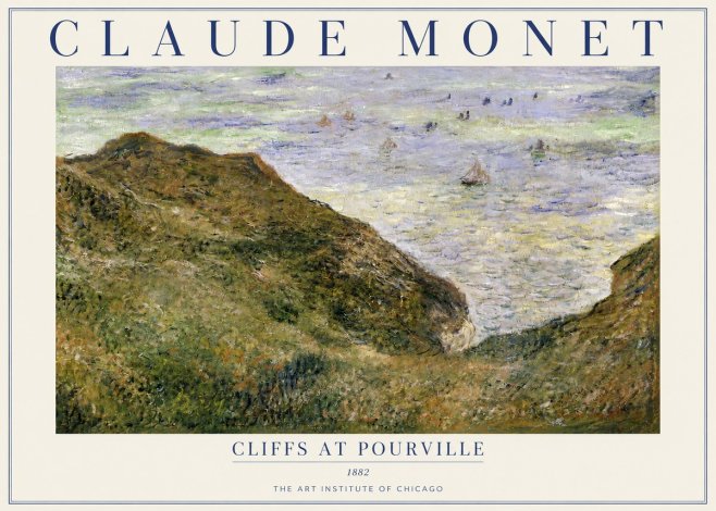Monet Cliffs at Pourville II No3 - Poster