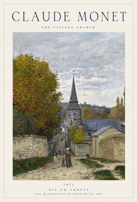 Monet The Village Church No1 - Poster