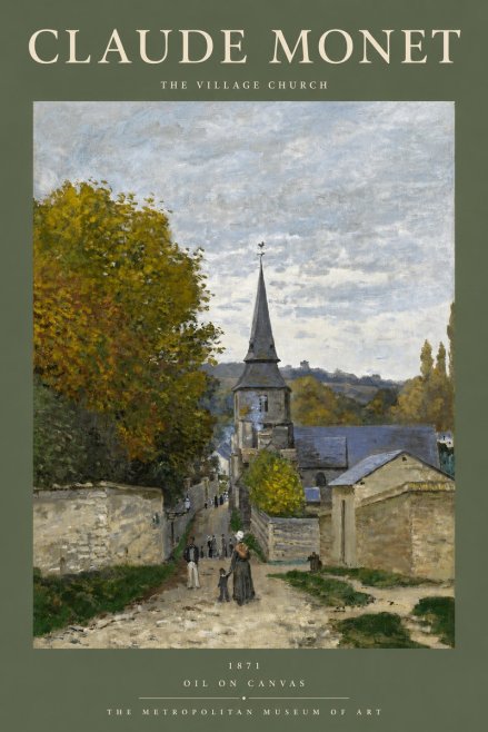 Monet The Village Church No2 - Poster