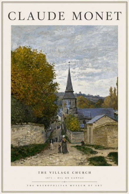 Monet The Village Church No3 - Poster