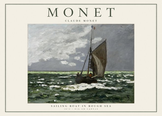 Monet Sailing Boat in Rough Sea No1 - Poster