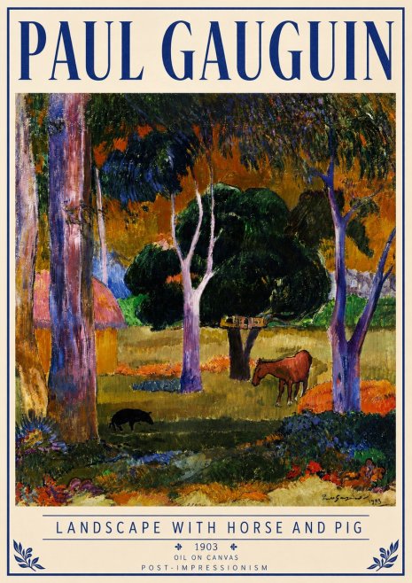 Paul Gauguin Landscape with Horse and Pig No4 - Poster