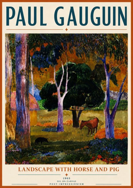 Paul Gauguin Landscape with Horse and Pig No6 - Poster