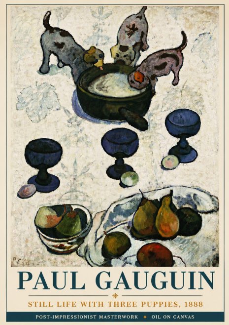 Paul Gauguin Still Life with Three Puppies, 1888 No5 - Poster