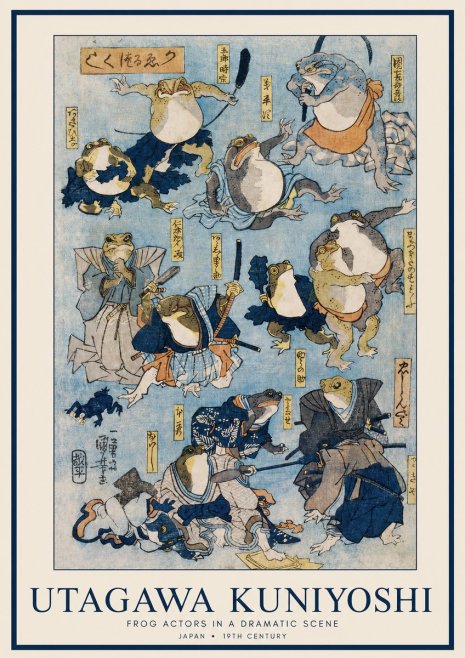 Utagawa Kuniyoshi Frog Actors in a Dramatic Scene No1 - Poster