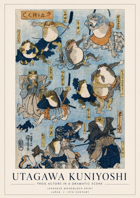 Utagawa Kuniyoshi Frog Actors in a Dramatic Scene No4 - Poster