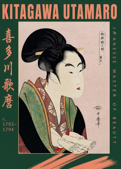 Kitagawa Utamaro Courtesan Reading a Scroll No2 - Poster