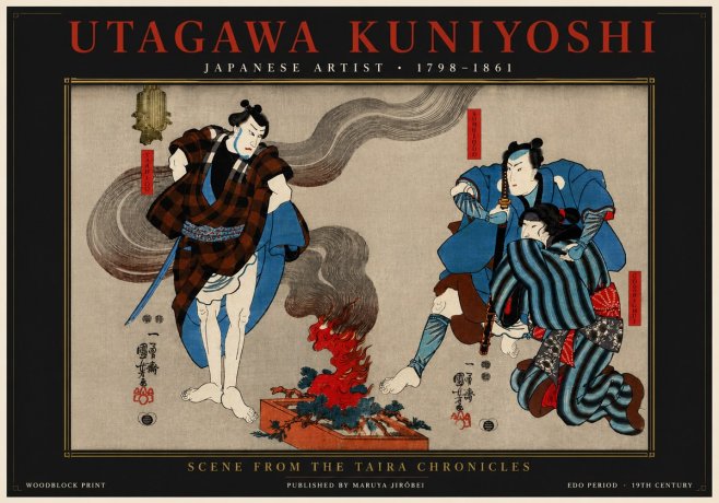 Utagawa Kuniyoshi Scene from the Taira Chronicles No4 - Poster