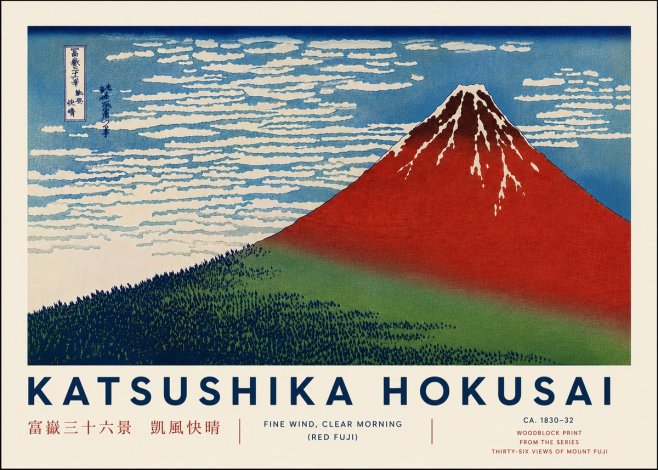 Katsushika Hokusai Fine Wind, Clear Morning (Red Fuji) I No8 - Poster