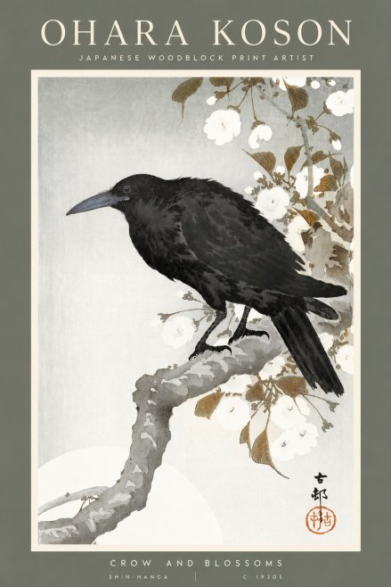 Ohara Koson Crow and Blossoms I No2 - Poster