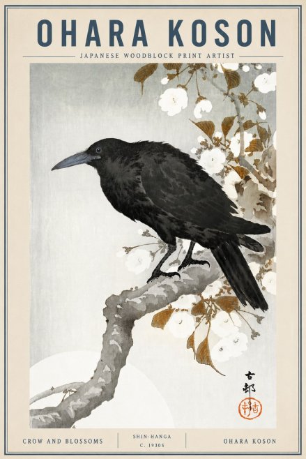 Ohara Koson Crow and Blossoms I No3 - Poster