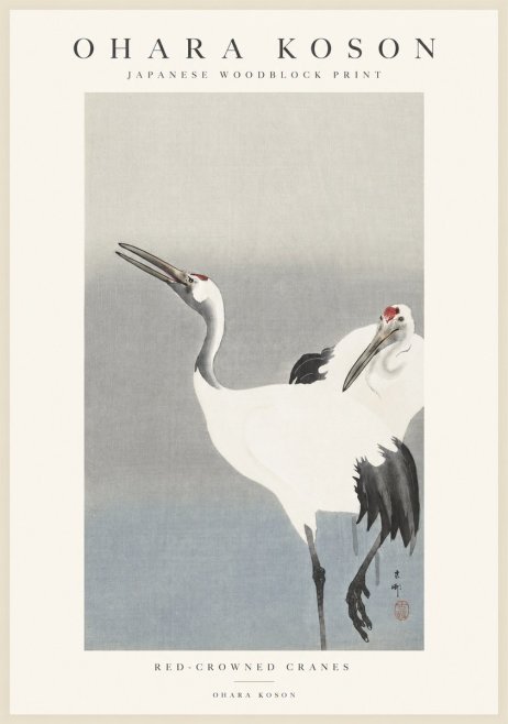 Ohara Koson Red-crowned Cranes No1 - Poster
