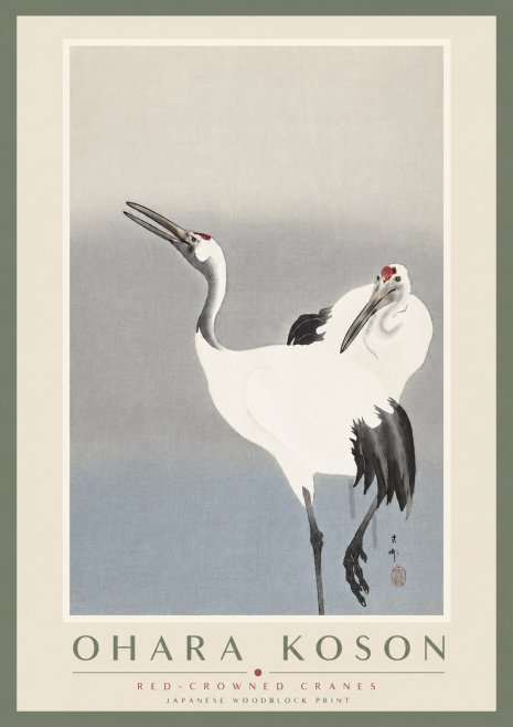 Ohara Koson Red-crowned Cranes No4 - Poster