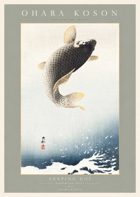Ohara Koson Leaping Koi I No3 - Poster