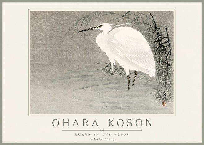 Ohara Koson Egret in the Reeds No3 - Poster