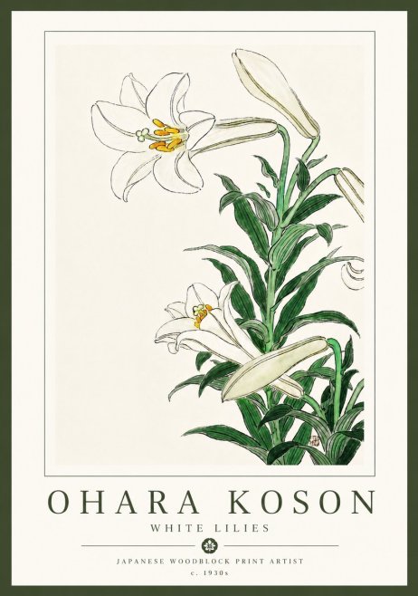 Ohara Koson White Lilies No6 - Poster