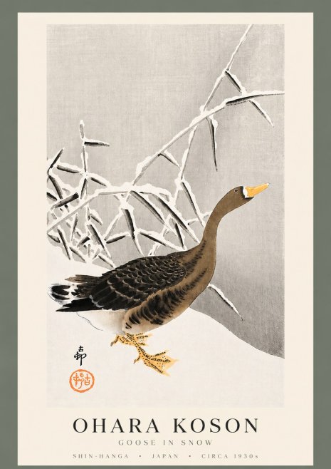 Ohara Koson Goose in Snow No3 - Poster